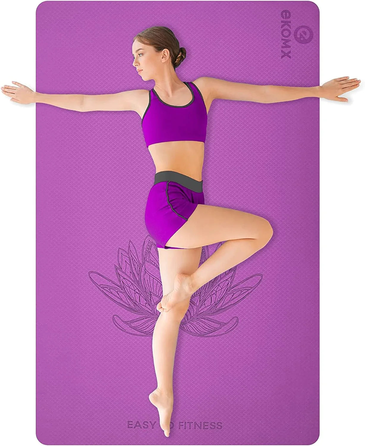 Ekomx Extra Large Yoga Mat for Women & Men(72"X 48"X6Mm), Non Slip, Non-Toixc, Wide TPE Workout Mat with Strap,Exercise & Fitness Mat for All Barefoot Yoga,Pilates Mats for Home Gym,Stretch