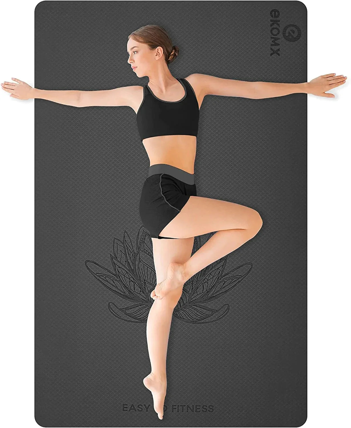 Ekomx Extra Large Yoga Mat for Women & Men(72"X 48"X6Mm), Non Slip, Non-Toixc, Wide TPE Workout Mat with Strap,Exercise & Fitness Mat for All Barefoot Yoga,Pilates Mats for Home Gym,Stretch