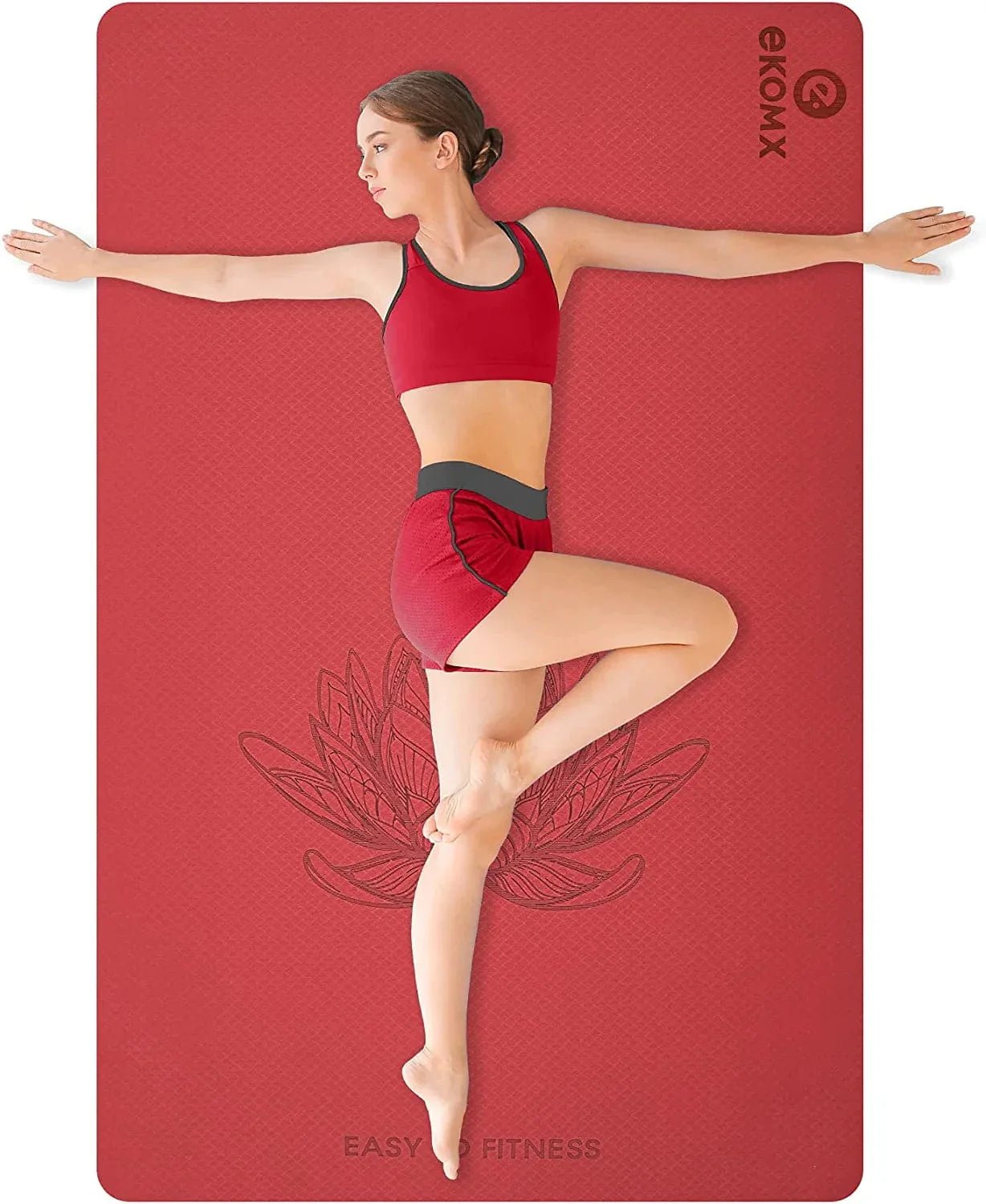 Ekomx Extra Large Yoga Mat for Women & Men(72"X 48"X6Mm), Non Slip, Non-Toixc, Wide TPE Workout Mat with Strap,Exercise & Fitness Mat for All Barefoot Yoga,Pilates Mats for Home Gym,Stretch