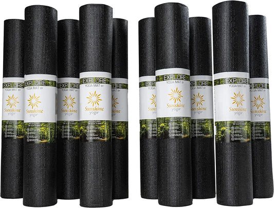 Explore Yoga Mat - 10 Pack - Studio and School Ready - (68" X 24" X 4Mm) Anti-Tear, Non-Slip Exercise & Fitness Mat for All Types of Yoga, Pilates & Exercise