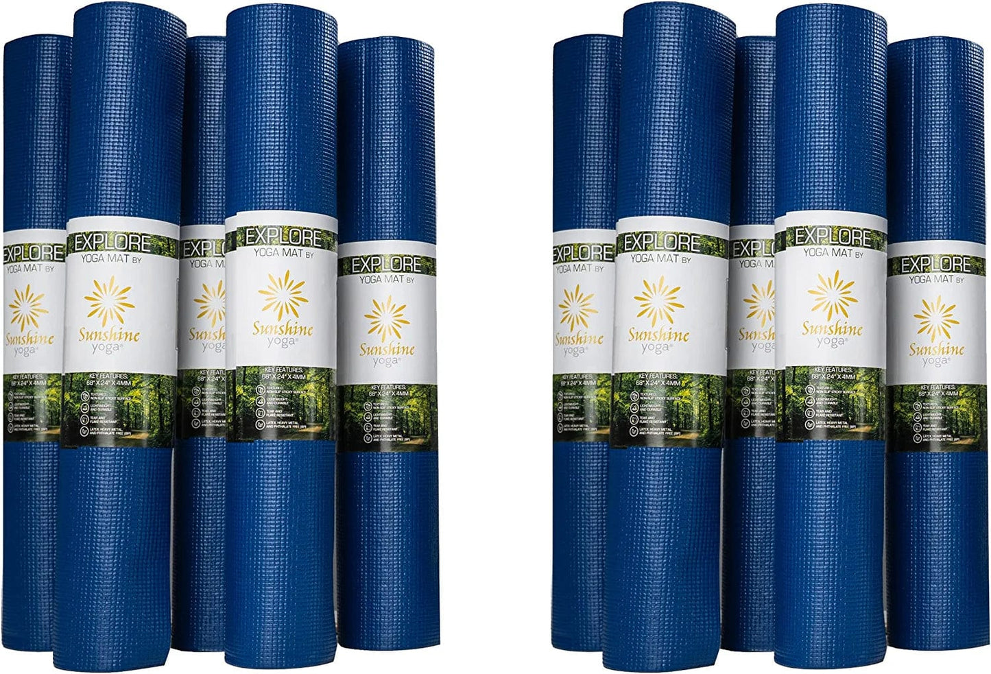 Explore Yoga Mat - 10 Pack - Studio and School Ready - (68" X 24" X 4Mm) Anti-Tear, Non-Slip Exercise & Fitness Mat for All Types of Yoga, Pilates & Exercise