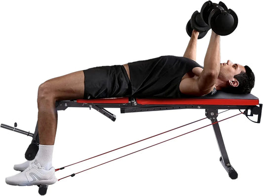 Weight Bench, Adjustable Body Workout Equipment with Plate Rack for Leg Training, Multifunctional Fitness Machine with Foldable & Compact Design for Home Gym Exercise[Us Stock Fast Delivery]
