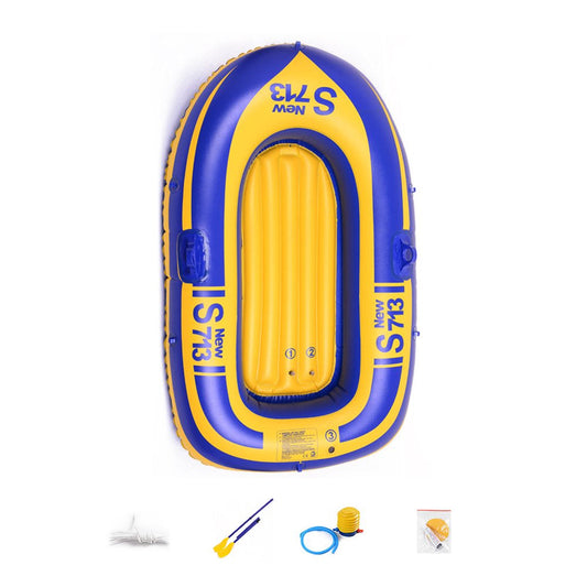 1-People PVC Inflatable Boat Water Sports Dinghy Fishing Rowing Raft Outdoor River Lake Kayak with 2 Paddle Oars