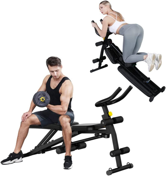 BESVIL Adjustable Weight Bench,Ab Machine Height Adjustable Abs Workout Fitness Equipment,Incline Decline Flat Sit up Bench for Full Body Fitness