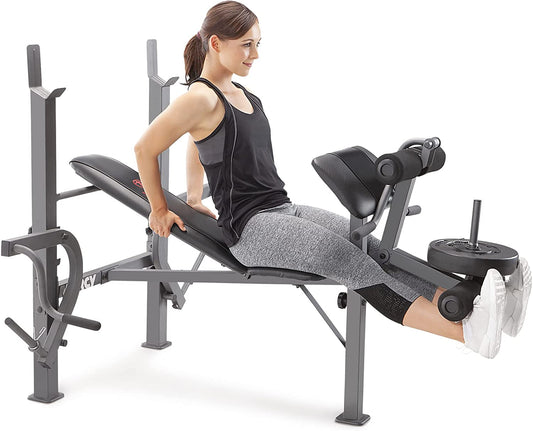 Marcy Standard Weight Bench with Leg Developer and Butterfly Arms, Multifunctional Workout Equipment, Workout Equipment for Home Gym, Alloy Steel MD-389