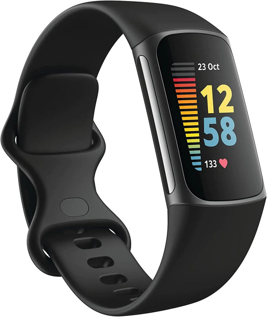 Fitbit Charge 5 Advanced Fitness & Health Tracker with Built-In GPS, Stress Management Tools, Sleep Tracking, 24/7 Heart Rate and More, Black/Graphite, One Size (S &L Bands Included)