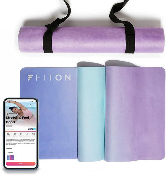 Fiton Yoga Mat Thick, Soft & Cushioned Workout Mat with Carrying Strap, Non-Slip Fitness Mat for Yoga, Pilates, Pelvic Floor Routine Exercise, Workout Mats for Home Gym Workouts 70" X 24"