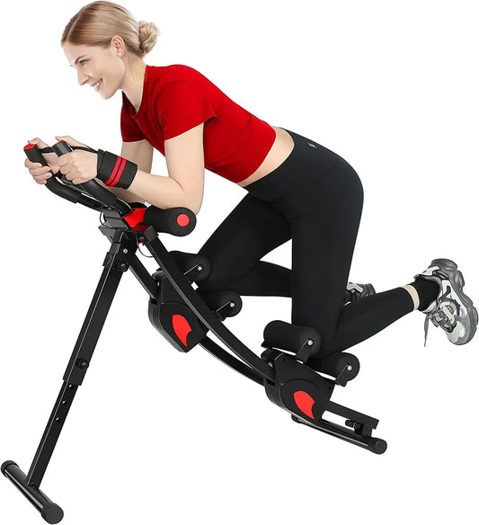 GIKPAL Ab Machine, Ab Workout Equipment for Home Gym, Foldable Core & Abdominal Exercise Machine, Ab Trainer Women Exercise Fitness Equipment with Height Adjustable, 440Lbs Weight Capacity