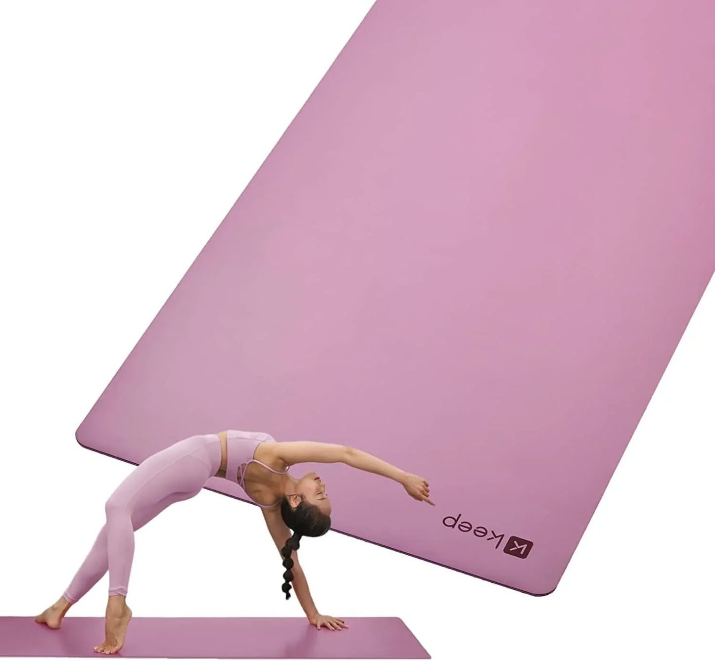 Keep Nature Rubber Premium Yoga Mat - 5Mm Thick Non Slip Anti-Tear Fitness Mat for Hot Yoga, Pilates & Stretching Home Gym Workout