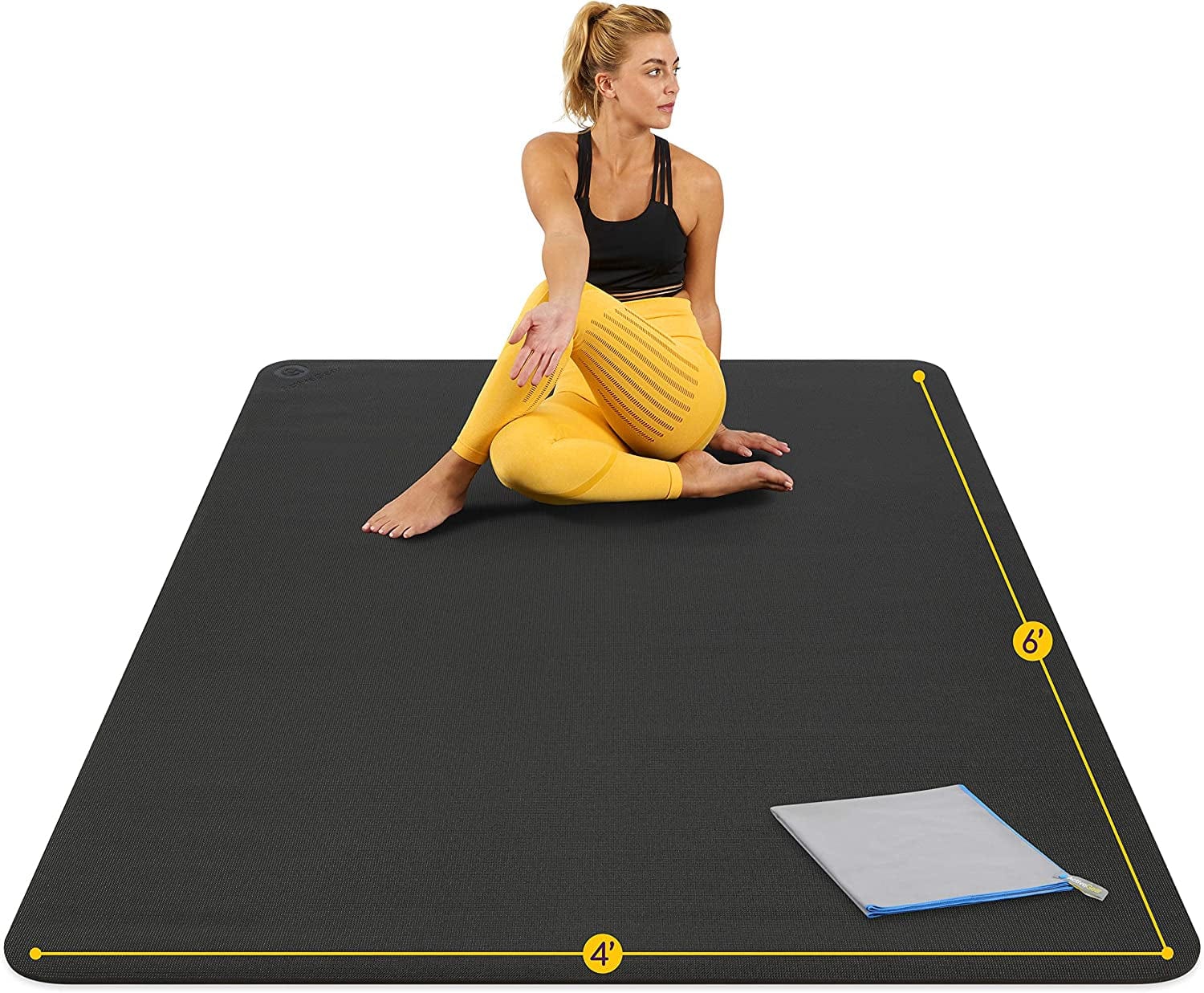 Large Yoga Mat 6'X4'X8Mm Extra Thick, Durable, Eco-Friendly, Non-Slip & Odorless Barefoot Exercise and Premium Fitness Home Gym Flooring Mat by Activegear