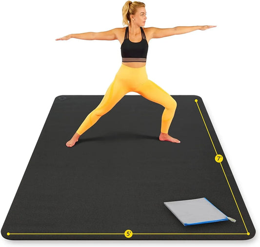 Large Yoga Mat 7'X5'X8Mm Extra Thick, Durable, Eco-Friendly, Non-Slip & Odorless Barefoot Exercise and Premium Fitness Home Gym Flooring Mat by Activegear