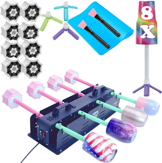 LFSUM 8X Multi Cup Turner for Crafts Tumblers, Double Cup Spinner Machine Kit Glitter Powder,Cup Drying Rack for Crafts Epoxy Resin Glitter Tumbler