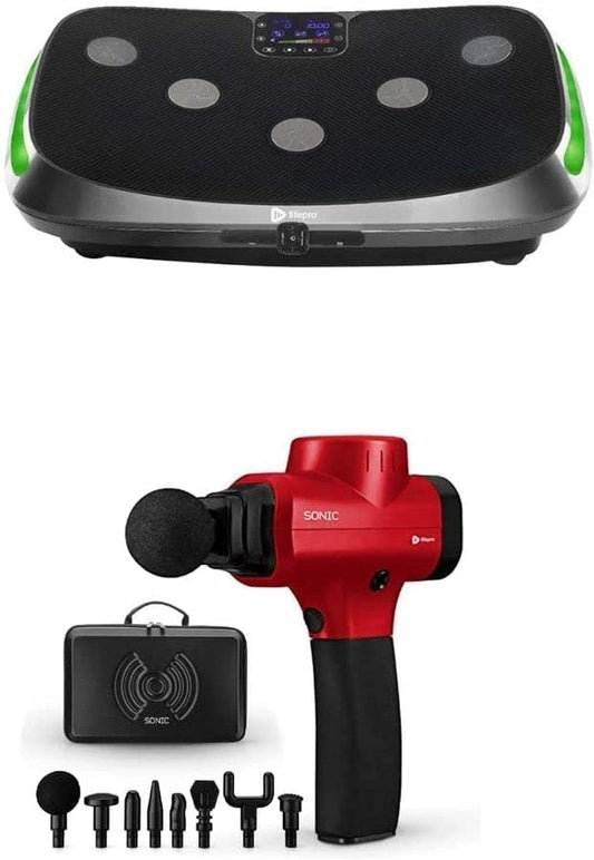 Lifepro Rumblex 4D Vibration Plate Exercise Machine, and Sonic Handheld Percussion Massage Gun Bundle