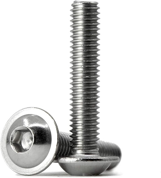 M6-1.0 X 20Mm Flanged Button Head Socket Cap Screws, Passivated 18-8 Stainless Steel, Allen Socket Drive,Full Thread, Machine Thread,20 PCS