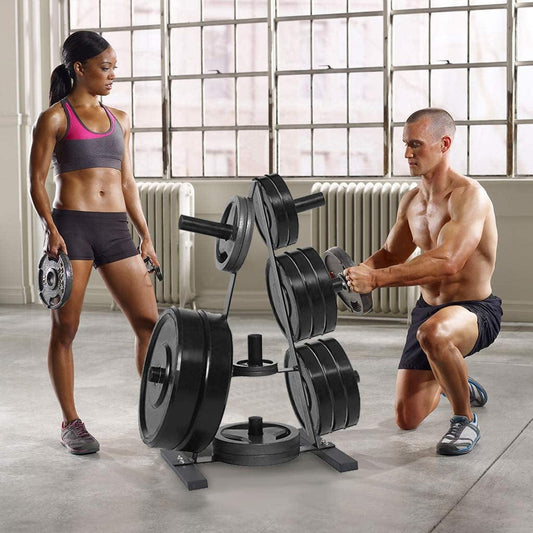 MERCATO Olympic Weight Plate Rack for 2Inch Plates Bumper - 400LB Max Capacity A-Frame Weight Plate Tree Free Weight Stand Holder for Home Gym Weightlifting Fitness Accessory