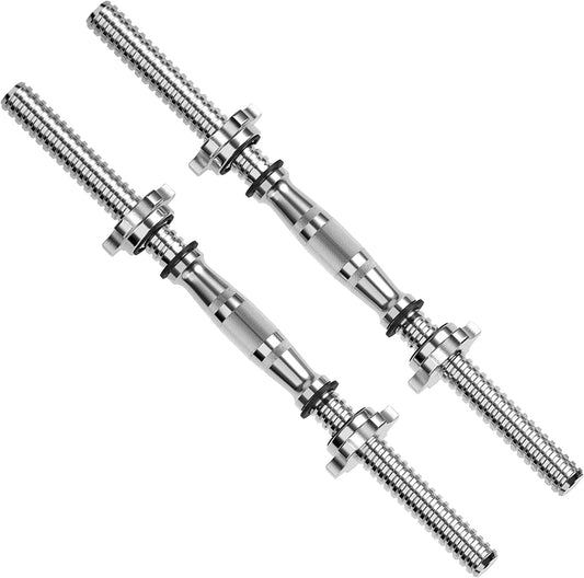 Mommax Threaded Dumbbell Handles Adjustable Dumbbell Bar Handles Fit 1 Inch Standard Weight Plate Weightlifting Accessories Holds 300 Lbs for Sport Workout Training Gym (Chrome 18 Inch)