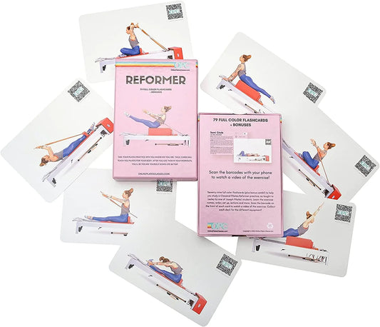 Onlinepilatesclasses Pilates Reformer Deck with Video Tutorials, Fitness Cards with All-Levels Cards Set for Home Gym Exercise, No Equipment Workouts