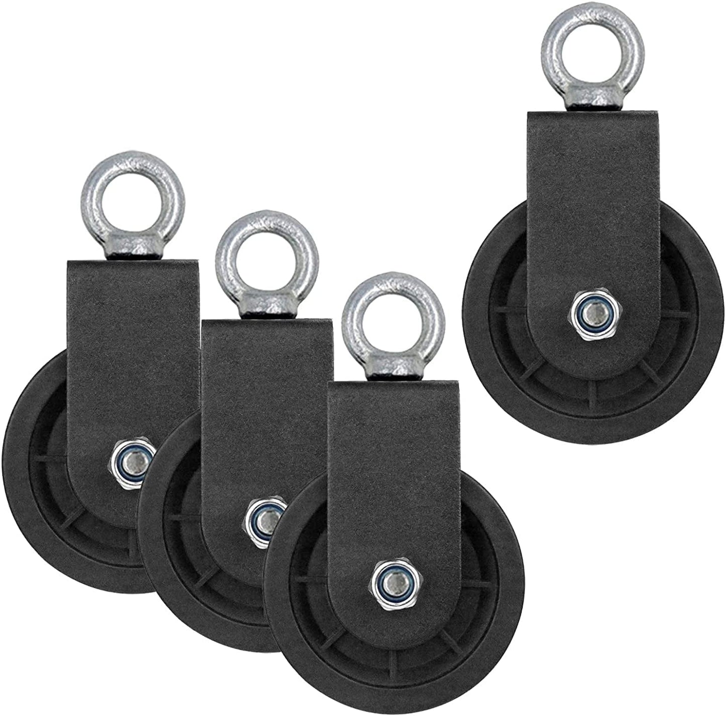 OTTFF Lift Pulley System Pulldown Parts, 3½ in OD Heavy Duty Mute Swivel Fitness Pulley Wheel, Detachable 360 Degree Rotation Cable Pulley Traction for DIY Home Gym Cable Machine,Load 440 Lb, 4 Pack