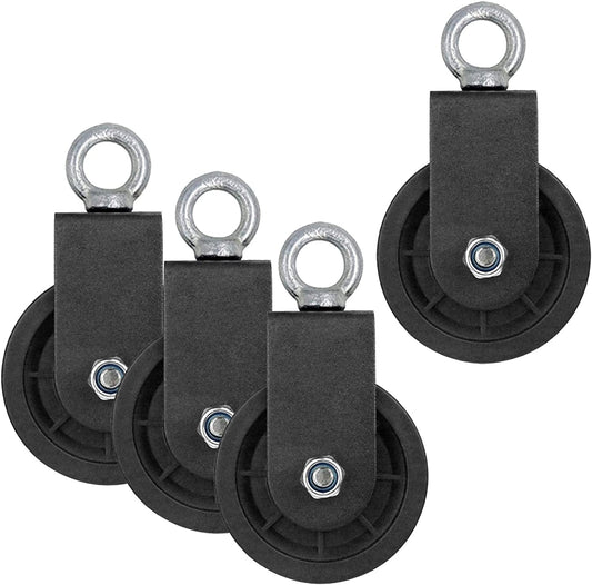 OTTFF Lift Pulley System Pulldown Parts, 3½ in OD Heavy Duty Mute Swivel Fitness Pulley Wheel, Detachable 360 Degree Rotation Cable Pulley Traction for DIY Home Gym Cable Machine,Load 440 Lb, 4 Pack