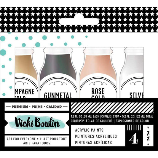 Vicki Boutin Mixed Media Color Pop Acrylic Paint 1.7oz 4/Pkg Metallics