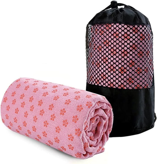 TEMSOOM Fitness Pad Towel Portable Yoga Antiskid Blanket Yoga Pad Towel Sports Blanket Travel Folding Fitness Pilates Towel (Color : Pink1, Size : 2)