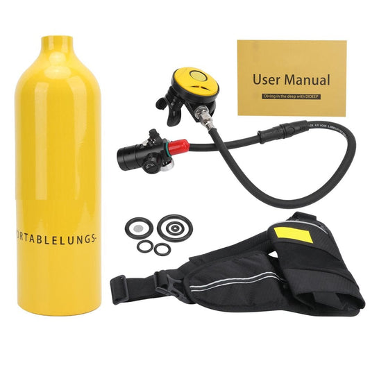 Underwater Breathing Kit, Portable Diving Tank Equipment 360? for Snorkeling Equipment Yellow Oxygen Tank