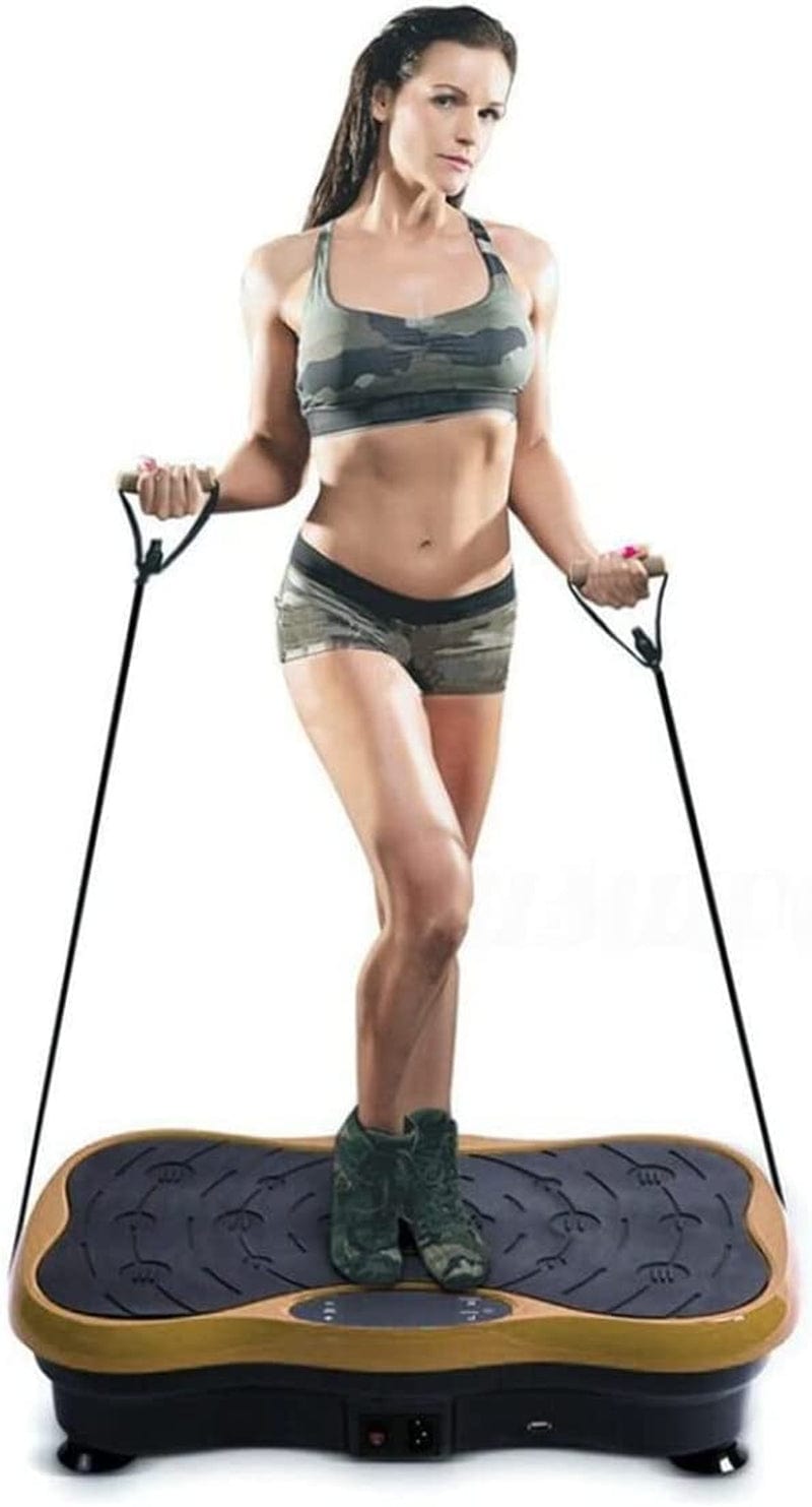 Vibration Plate Exercise Machine, Cardio Workout Equipment with Resistance Band & Remote Control, Whole Body Fitness Trainer for Home Gym, Weight Loss Machines for Women