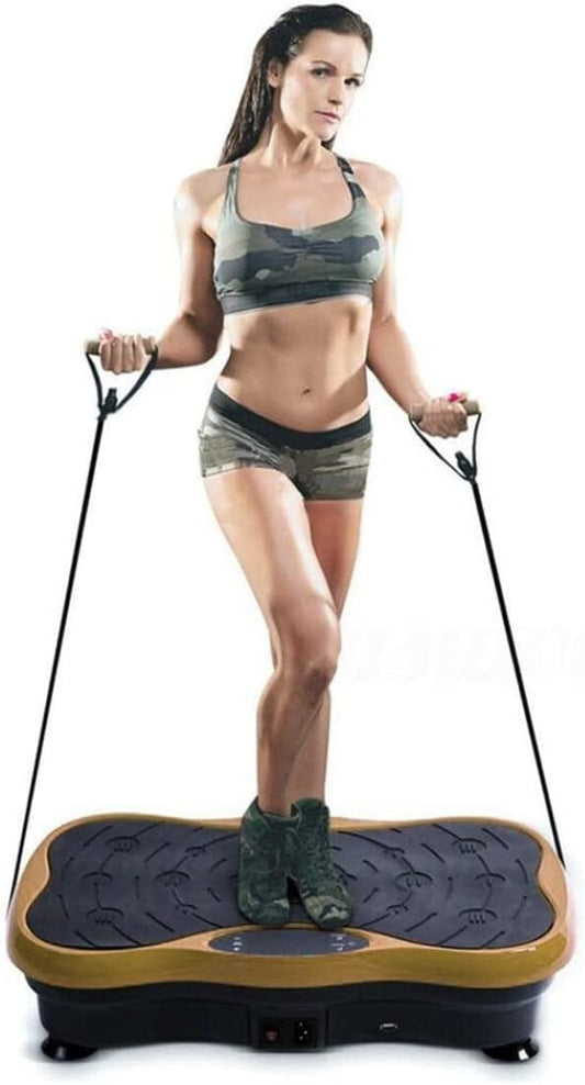 Vibration Plate Exercise Machine, Cardio Workout Equipment with Resistance Band & Remote Control, Whole Body Fitness Trainer for Home Gym, Weight Loss Machines for Women
