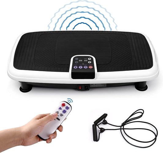 Vibration Plate Exercise Machine, Whole Body Workout Vibration Fitness Platform with Loop Bands, Remote Control Fitness Vibration Device for Relieving Muscle Tightness