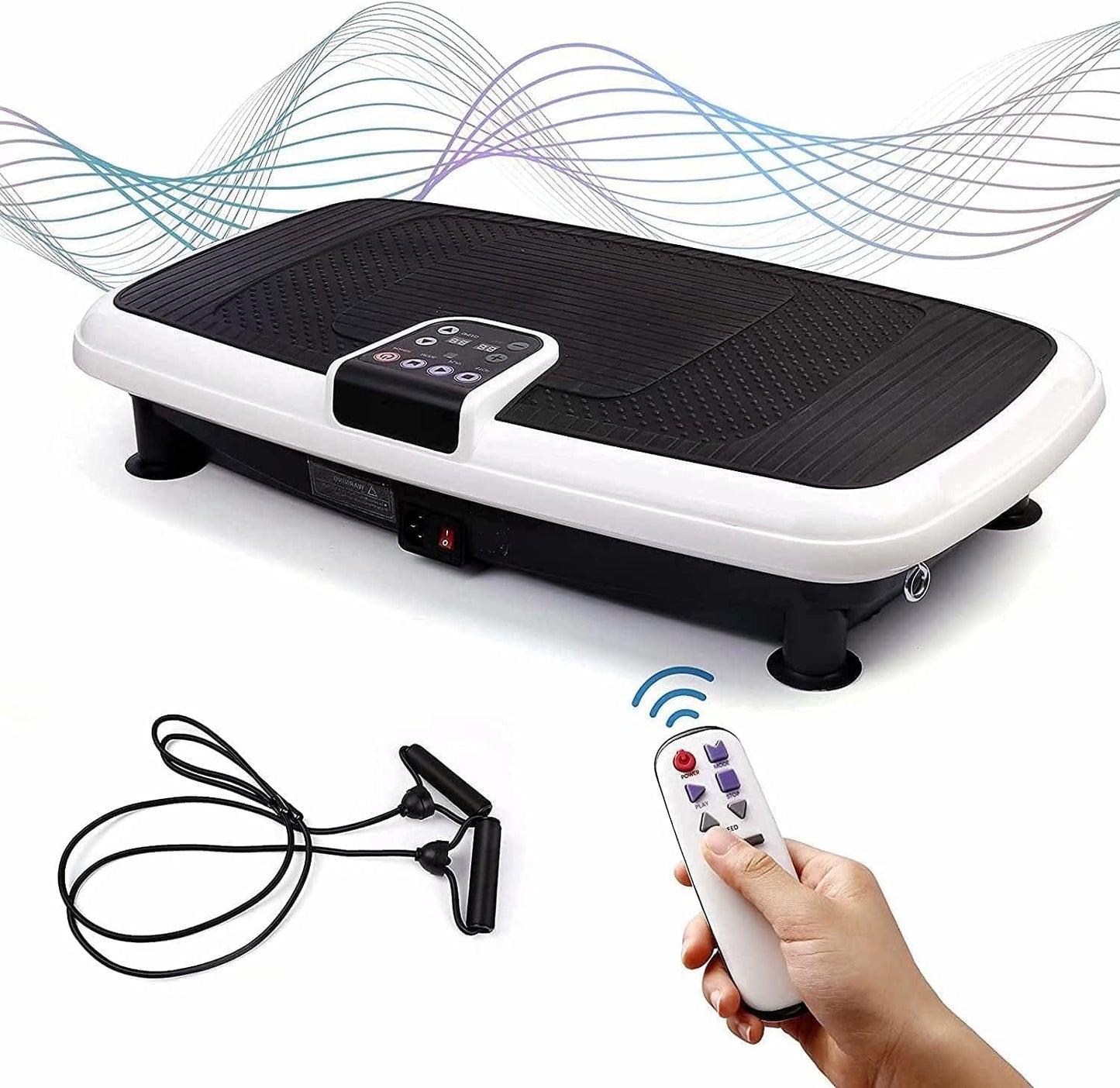 Vibration Plate Ultra Slim Fitness Platform for at Home with Fitness Bands & Remote Control Fitness Vibration Device for Full-Body Training Vibration Trainer 20 Levels Correspond to 99 Levels 120Kg