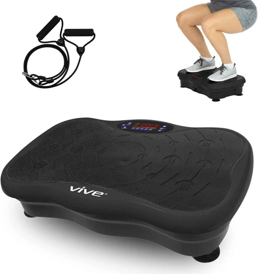 Vive Vibration Plate Exercise Machine - Vibration Platform with Resistance Exercise Band -Power Plate for Weight Loss -Power Plate Vibration Platform