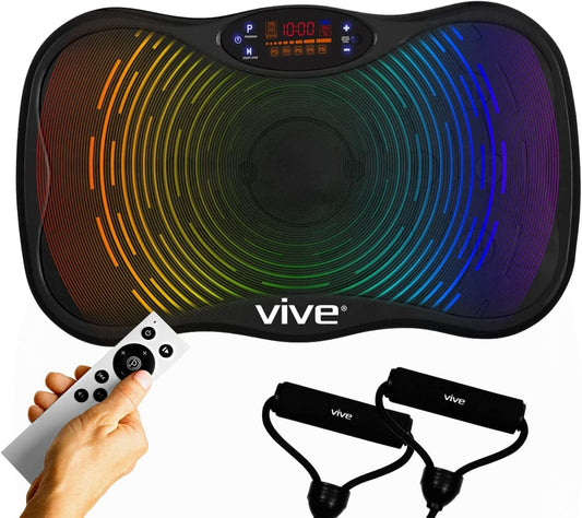 Vive Vibration Plate Exercise Machine - Vibration Platform with Resistance Exercise Band -Power Plate for Weight Loss -Power Plate Vibration Platform