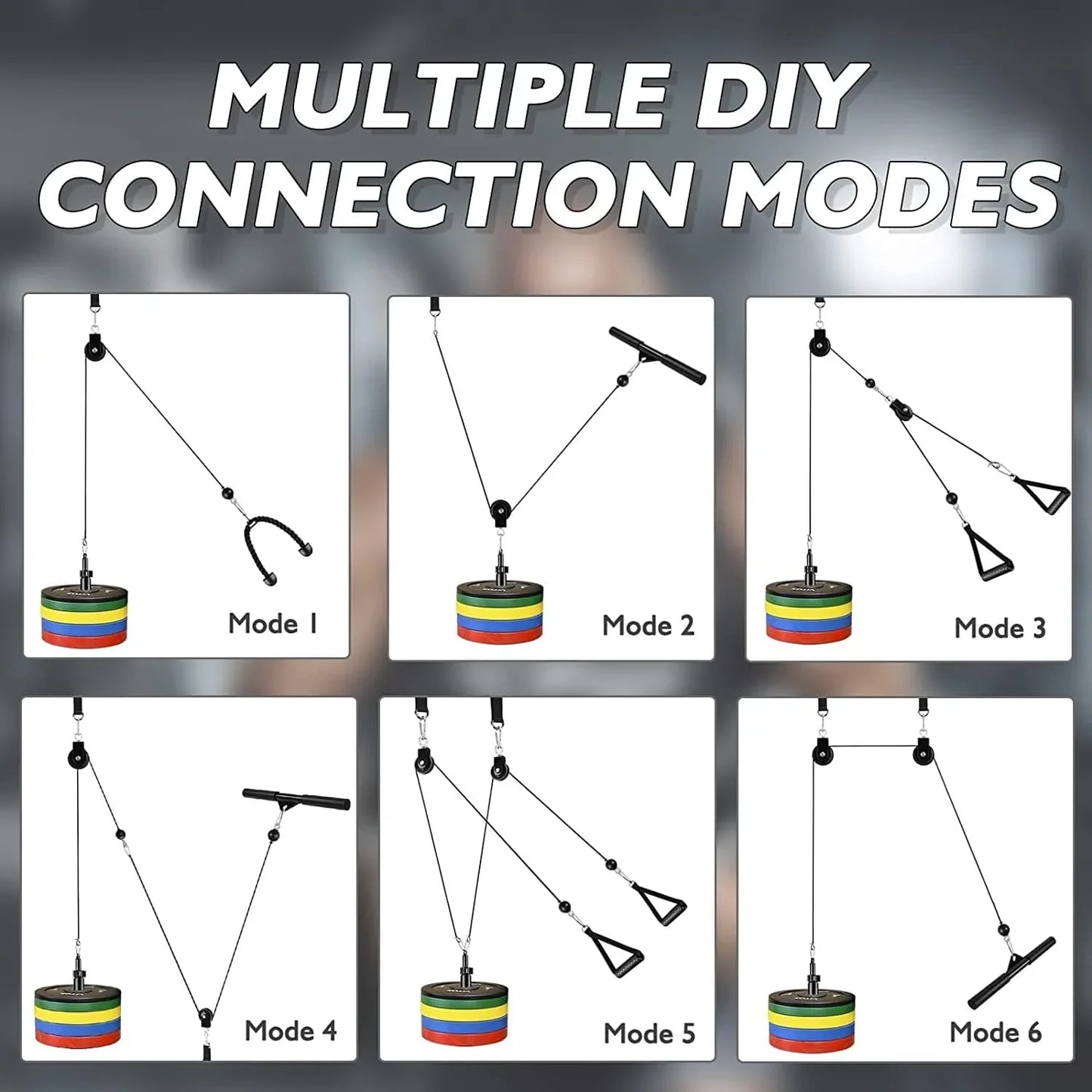 Weight Cable Pulley System Gym, DIY Home Gym Fitness Pulley Cable Machine Attachment System, Upgrade Lat Pull down Cable Pully Attachments for Biceps Curl, Tricep, Back, Forearm, Shoulder Workouts