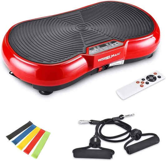 Wonder Maxi 3D Vibration Plate Exercise Machine, Whole Body Workout Vibration Fitness Platform with Dual Motor Oscillation， Remote Control and Resistance Bands for Weight Loss Toning