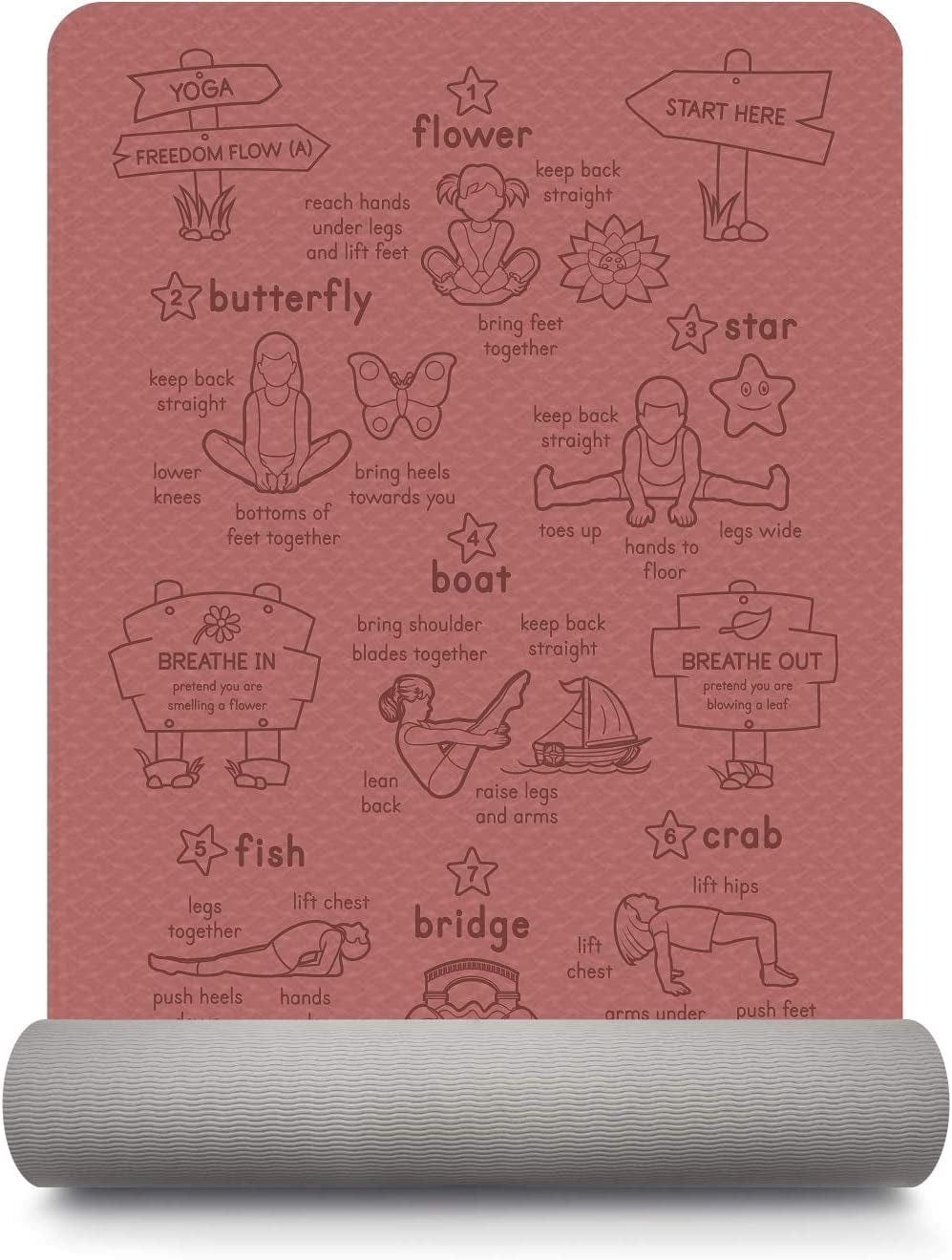 Yogi-Me Yoga Mat Children Toddlers Kids Comfortable Non-Slip 6Mm Thick Soft Eco Friendly TPE Tear Resistant Fitness Meditation Mindfulness Playtime Exercise Home Durable