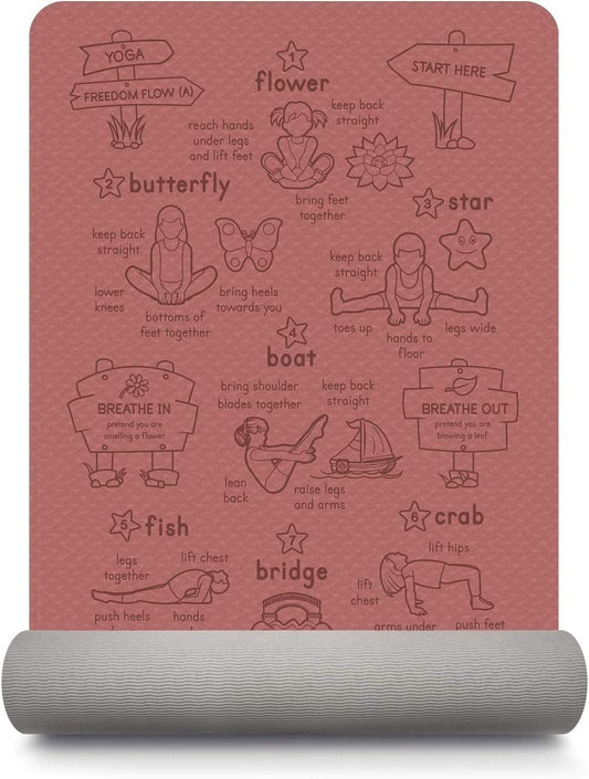 Yogi-Me Yoga Mat Children Toddlers Kids Comfortable Non-Slip 6Mm Thick Soft Eco Friendly TPE Tear Resistant Fitness Meditation Mindfulness Playtime Exercise Home Durable