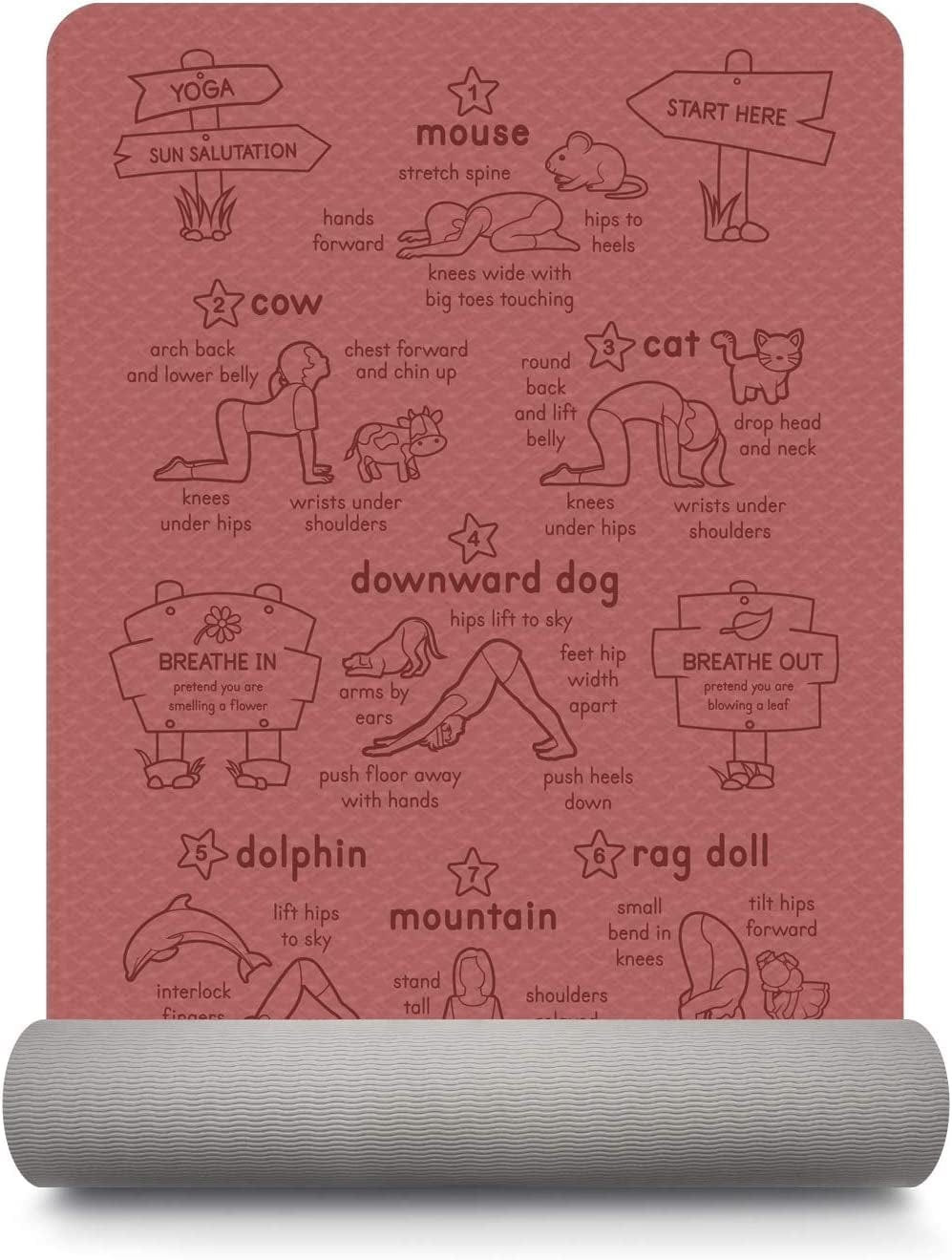 Yogi-Me Yoga Mat Children Toddlers Kids Comfortable Non-Slip 6Mm Thick Soft Eco Friendly TPE Tear Resistant Fitness Meditation Mindfulness Playtime Exercise Home Durable
