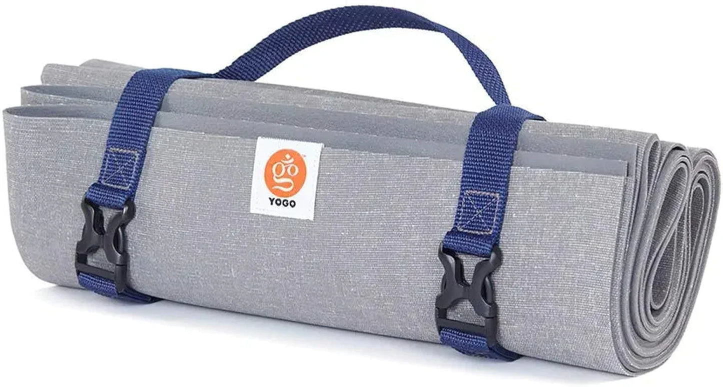 Yogo Ultra Folding Yoga Mat (Long and Wide) with Attached Straps, for Travel and Adventure, Non-Slip Premium Plant Rubber, Hygeinic and Eco-Friendly No PVC